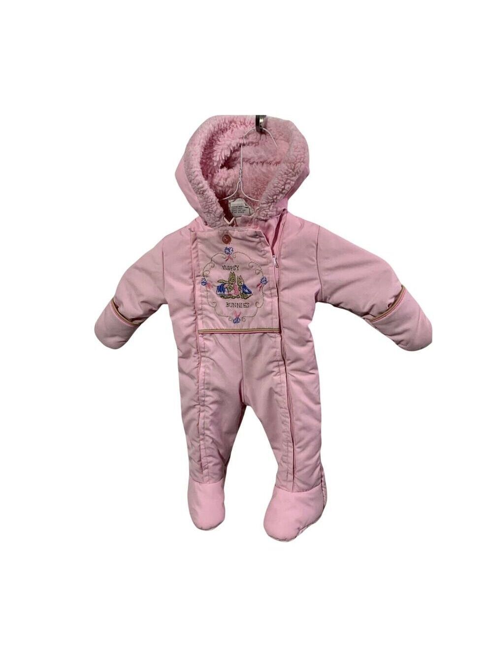VTG Beatrix Potter Quiltex Flopsy Bunny Rabbit Bunting Snowsuit Pink 6 Months